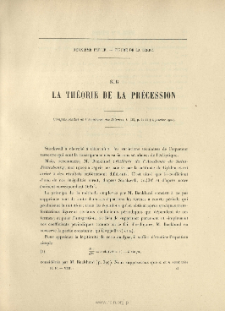 Sur la théorie de la précession ( C. R. Acad. Sc., t. 132, 1901, p. 50-55)
