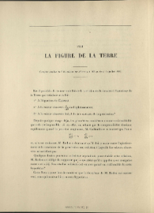 Sur la figure de la Terre ( C. R. Acad. Sc., t. 107, 1888, p. 67-71)