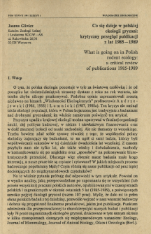 Co się dzieje w polskiej ekologii gryzoni: krytyczny przegląd publikacji z lat 1985-1989