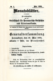 Monatsblätter Jhrg. 22, H. 5 (1908)