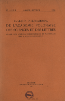 Bulletin International de L'Académie Polonaise des Sciences et des Lettres. Classe des Sciences Mathématiques et Naturelles. Serie B: Sciences Naturelles (II), 1930, No 1-2