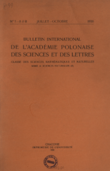 Bulletin International de L'Académie Polonaise des Sciences et des Lettres. Classe des Sciences Mathématiques et Naturelles. Serie B: Sciences Naturelles (II), 1930, No 7-8