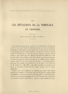 Sur les déviations de la verticale en Géodésie ( Bull. astron., t. 18, 1901, p. 257-276)