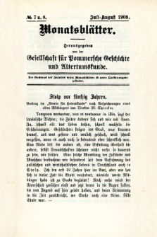 Monatsblätter Jhrg. 22, H. 7/8 (1908)