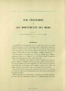 Sur l'équilibre et les mouvements des mers ( j. Math., 5e série, t. 2, 1896, p. 57-102)