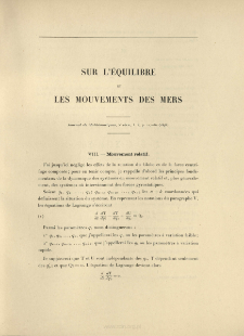Sur l'équilibre et les mouvements des mers ( j. Math., 5e série, t. 2, 1896, p. 217-262)