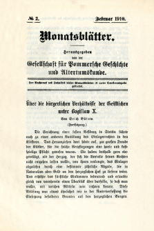 Monatsbl&auml;tter Jhrg. 24, H. 2 (1910)