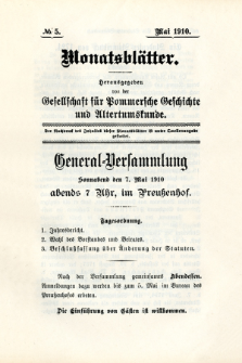 Monatsbl&auml;tter Jhrg. 24, H. 5 (1910)