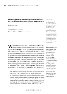 Prepostfiguracje humanistycznej infrastruktury: Laboratorium Mundaneum Paula Otleta