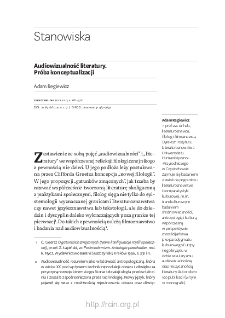 Audiowizualność literatury. Pr&oacute;ba konceptualizacji