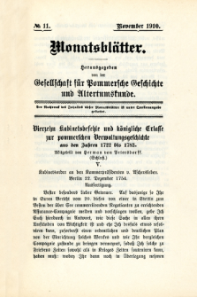 Monatsblätter Jhrg. 24, H. 11 (1910)