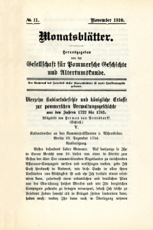 Monatsbl&auml;tter Jhrg. 24, H. 11 (1910)