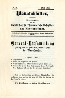 Monatsblätter Jhrg. 25, H. 5 (1911)