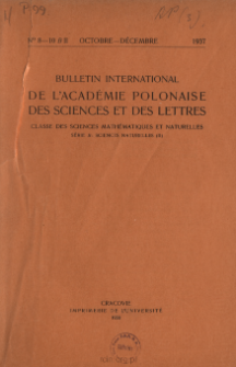 Bulletin International de L'Académie Polonaise des Sciences et des Lettres. Classe des Sciences Mathématiques et Naturelles. Serie B: Sciences Naturelles (II), 1937, No 8-10