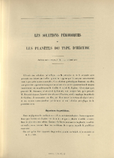 Les solutions périodiques et les planètes du type d'Hécube ( Bull. astron., t. 19, 1902, p. 177-198)