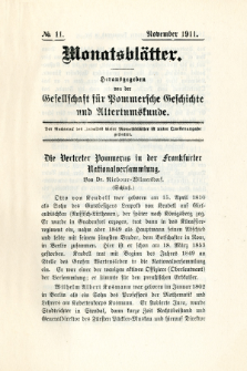 Monatsblätter Jhrg. 25, H. 11 (1911)