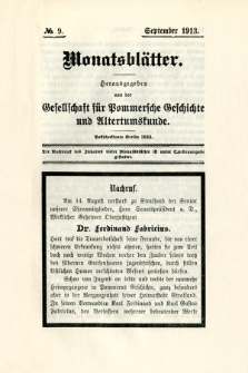 Monatsblätter Jhrg. 27, H. 9 (1913)