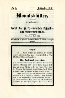 Monatsbl&auml;tter Jhrg. 27, H. 9 (1913)