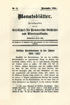 Monatsblätter Jhrg. 28, H. 11 (1914)