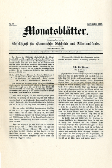 Monatsbl&auml;tter Jhrg. 29, H. 9 (1915)