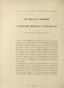 Note sur la XVI e Conférence de l'Association géodésique internationale ( Annuaire du Bureau des Longitudes, 1911, p. A. I-A. 29)