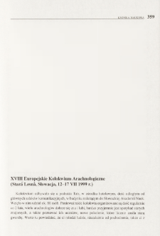 XVIII Europejskie Kolokwium Arachnologiczne (Stará Lesná, Słowacja, 12-17 VII 1999 r.)