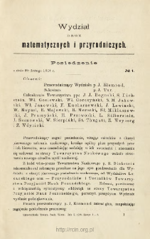 Sprawozdania z Posiedzeń Towarzystwa Naukowego Warszawskiego, Wydział III, Nauk Matematycznych i Przyrodniczych. Rocznik 1 (1908)