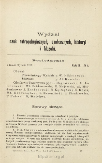 Sprawozdania z Posiedzeń Towarzystwa Naukowego Warszawskiego, Wydział II, Nauk antropologicznych, społecznych, historyi i filozofii. Rocznik 2 (1909)