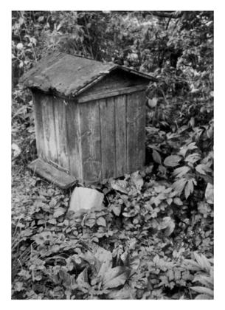 A wooden beehive