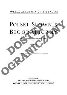 Polski słownik biograficzny T. 2 (1936), Beyzym Jan - Brownsford Marja, Część wstępna
