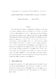 Linguistic summaries of time series: on some additional data independent quality criteria