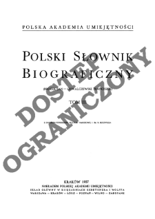 Polski słownik biograficzny T. 3 (1937), Brożek Jan - Chwalczewski Franciszek, Część wstępna