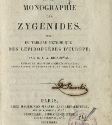 Essai sur une monographie des zygénides, suivi du tableau méthodique, des lépidoptères d'Europe