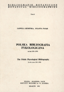 Polska bibliografia fykologiczna : za lata 1981-1990