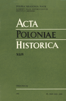 Acta Poloniae Historica. T. 44 (1981), Comptes rendus