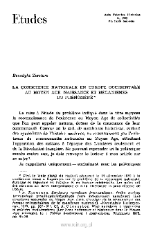 La conscience nationale en Europe occidentale au Moyen Age. Naissance et m&eacute;canismes du ph&eacute;nom&egrave;ne