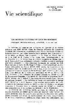 Acta Poloniae Historica. T. 46 (1982), Vie scientifique