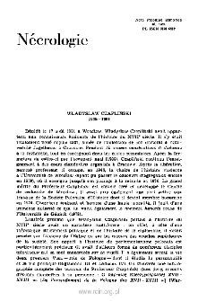 Acta Poloniae Historica. T. 46 (1982), Nécrologie