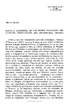 Institut d&rsquo;Histoire de l&rsquo;Acad&eacute;mie Polonaise des Sciences. Orientations des recherches, projets