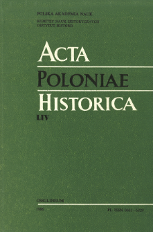 Acta Poloniae Historica. T. 54 (1986), Comptes rendus