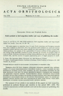 Field methods in bird migration studies and ways of publishing the results