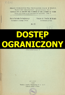 Prace Towarzystwa Przyjaci&oacute;ł Nauk w Wilnie. Travaux de la Soci&eacute;t&eacute; des Sciences et de Lettres de Wilno. Classe des sciences math&eacute;matiques et naturelles Wydział Nauk Matematycznych i Przyrodniczych. =