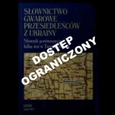 Słownictwo gwarowe przesiedleńc&oacute;w z Ukrainy : słownik por&oacute;wnawczy kilku wsi w Tarnopolskiem