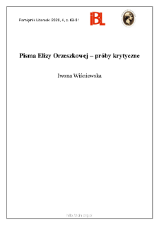 Pisma Elizy Orzeszkowej &ndash; pr&oacute;by krytyczne