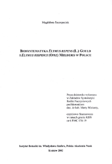 Biosystematyka Elymus repens (L.) Gould i Elymus hispidus (Opiz) Melderis w Polsce