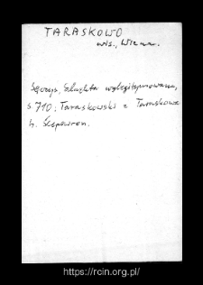 Taraskowo. Files of Wizna district in the Middle Ages. Files of Historico-Geographical Dictionary of Masovia in the Middle Ages
