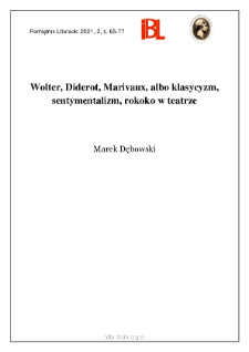 Wolter, Diderot, Marivaux, albo klasycyzm, sentymentalizm, rokokow teatrze