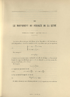 Sur le mouvement du périgée de la Lune ( Bull. astron., t. 17, 1900, p. 87-104)