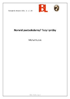 Norwid postsekularny? Tezy i pr&oacute;by