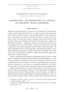 Samarkanda i jej mieszkańcy w &bdquo;Listach ze Wschodu&rdquo; Marii Papieskiej